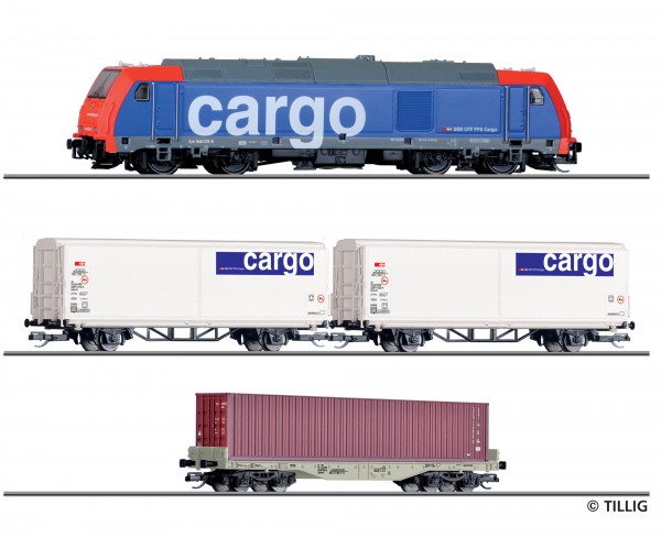 Tillig 01501 - TT - Einsteigerset-Güterzug mit Bettungsgleisoval der SBB, Ep. VI
