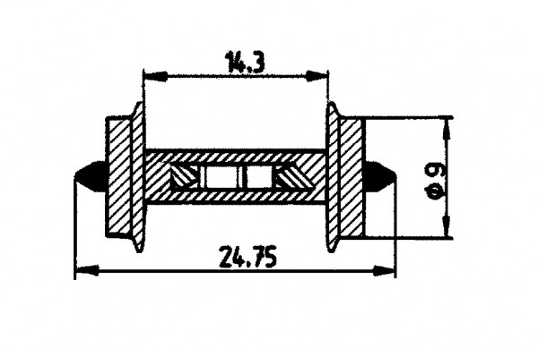 Roco 40187 - H0 - DC Radsatz 9mm f.Besetztmeldung