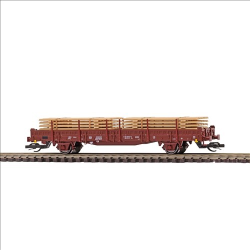 Busch 31518 - TT - Flachwagen mit Rungen Ks [3300] und Bretterstapel