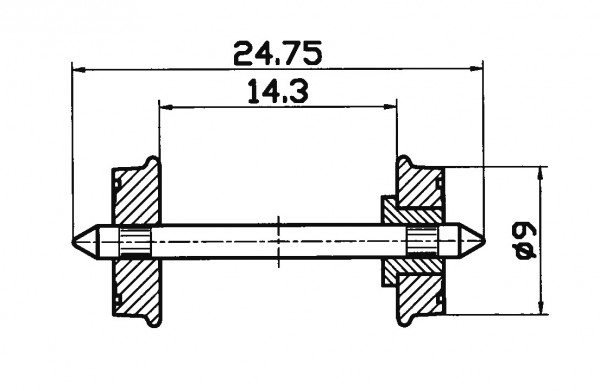 Roco 40266 - H0 - DC Radsatz isol. RP25 9mm