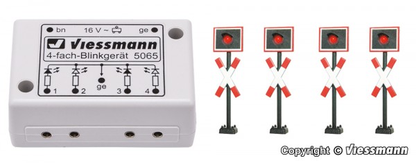 Viessmann 5835 - H0 - 4x Andreaskreuze mit Blinkelektronik, 36 mm
