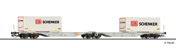 Tillig 18076 - TT - Containertragwagen Sggmrs 747 der DB AG, beladen mit zwei Wechselbehältern DB Sc