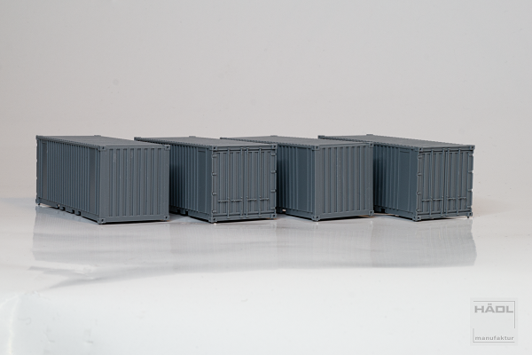 Hädl 711001 - TT - Container, 20 Fuß, 4 Stück, unlackiert