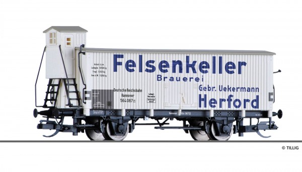 Tillig 17924 - TT - Kühlwagen „Felsenkeller Brauerei Herford“, eingestellt bei der DRG, Ep. II