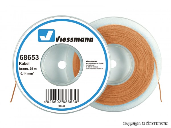 Viessmann 68653 - Kabelring 0,14 mm² braun, 25 m