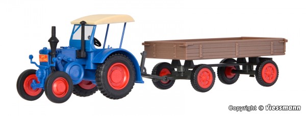 Kibri 12232 - H0 - LANZ Traktor mit Gummiradwagen