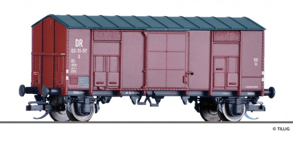Tillig 14880 - TT - Gedeckter Güterwagen G der DR, Ep. III -FORMNEUHEIT-