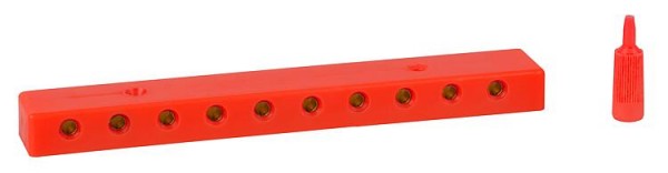 Faller 180801 - Verteilerplatte, rot, 2 x 10 Buchsen, inkl. 10 Stecker, 2,5 mm