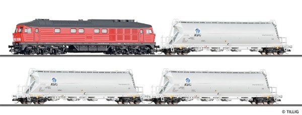 Tillig 01503 - TT - Premium-Einsteiger-Set: Güterzug der DB AG bestehend aus Diesellokomotive BR 232