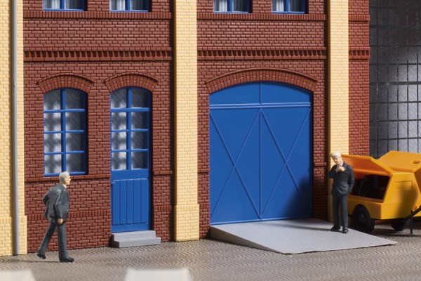 Auhagen 80255 - H0 - Tore und Türen blau, Stufen, Rampen