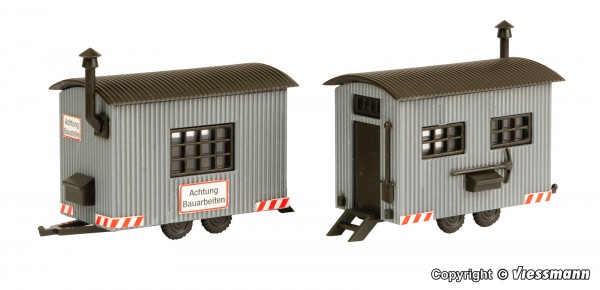 Vollmer 45722 - H0 - 2 Bauwagen, je L 6,5 x B 3 x H 4,5 cm
