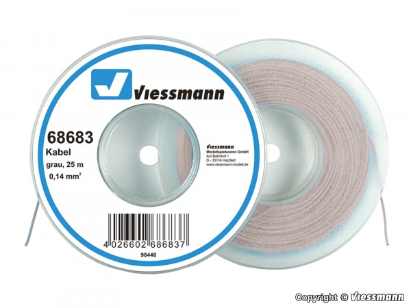 Viessmann 68683 - Kabelring 0,14 mm² grau, 25 m