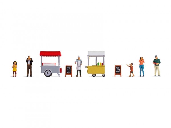 Noch 16229 - H0 - Figuren-Themenwelt "Eis und Hot Dog-Wagen"