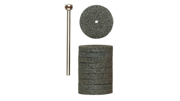 Proxxon 4528304 - Silicium-Karbid-Schleifscheiben, Ø 22 mm, 10 Stück mit Träger